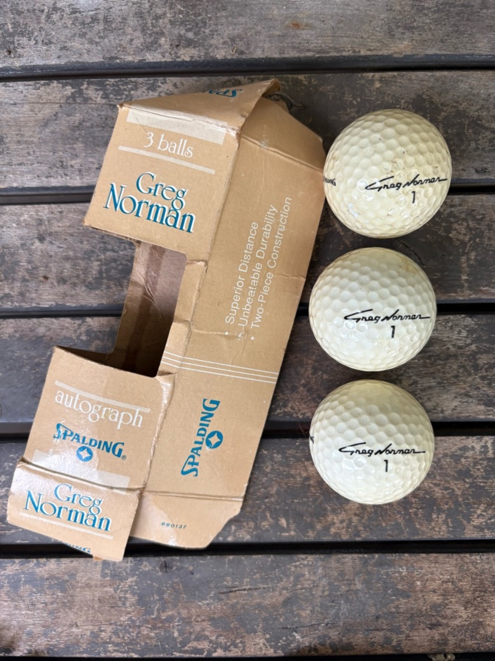 Vintage Spalding Greg Norman Autograph Golf Balls